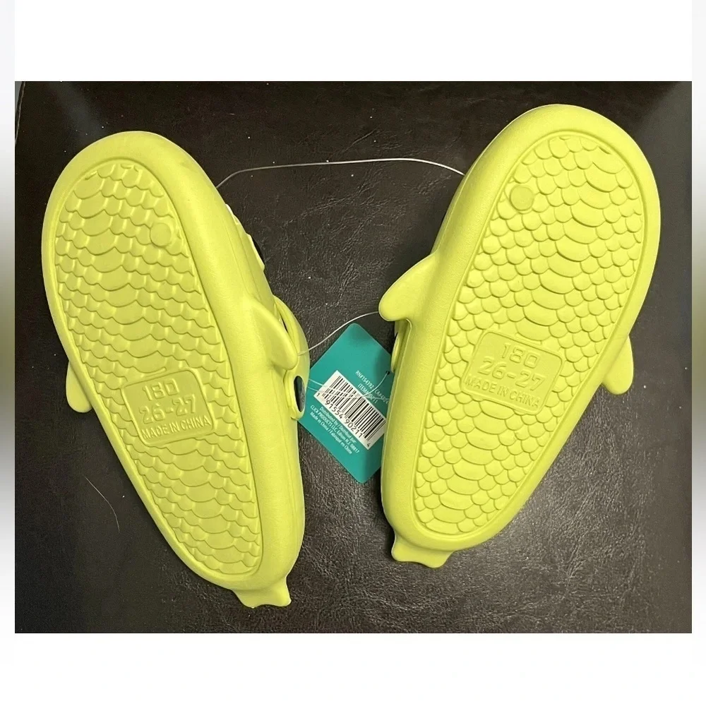 Toddler Slides Sandals Water Shoes Green Shark Monster Size 11